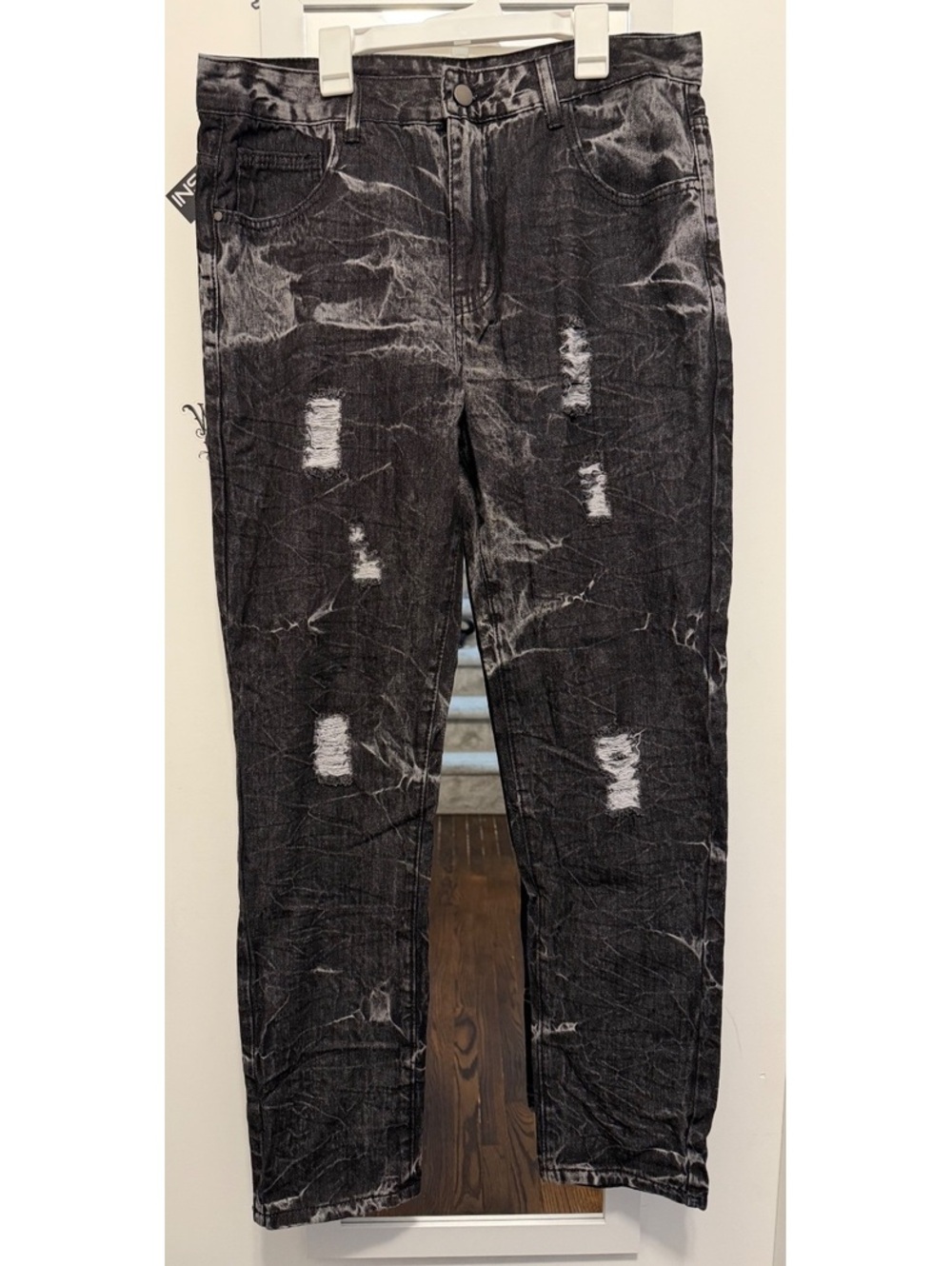 Vogue Style Fashion Jeans Black Distressed Denim Size 34